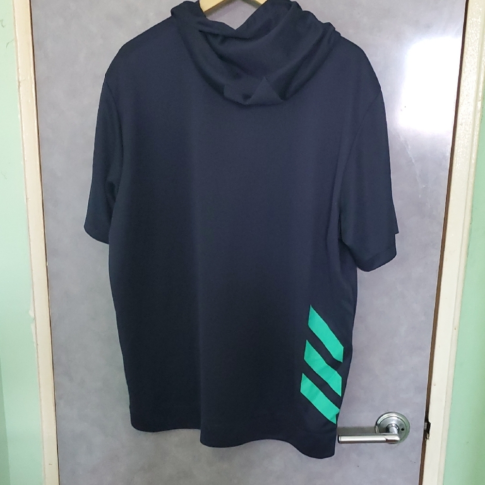 Adidas 3m Men's Navy Hoodie with Green Stripe